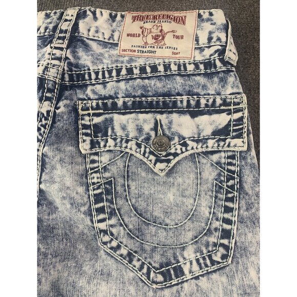 True Religion Straight Mens 100% Cotton Acid Washed Cut Off Shorts Size 30 Blue - Picture 7 of 9